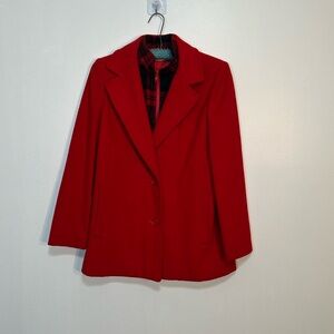 Gently worn child’s red pea coat custom sizing below